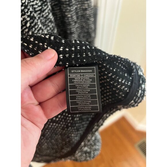 Steve Madden Womens Open Front Knit Cardigan Coat Black/White Size Medium - Picture 4 of 5